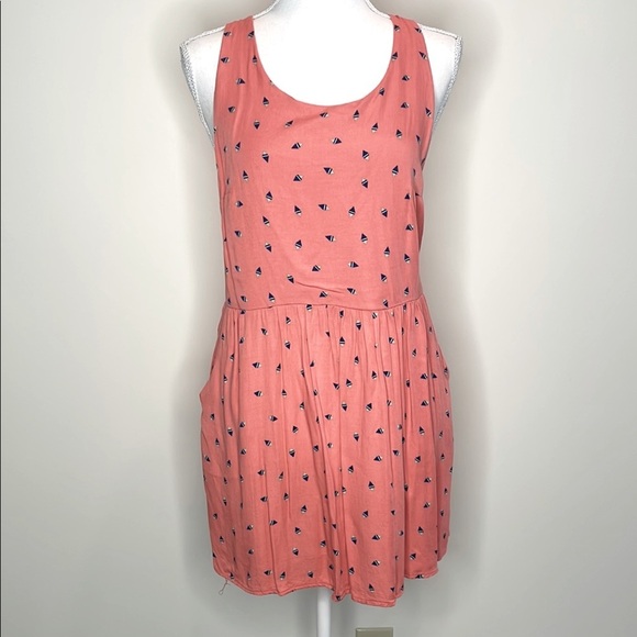 Freebird Coral Sleeveless Rayon Drop Waist Dress with Pattern. Small - Picture 1 of 12